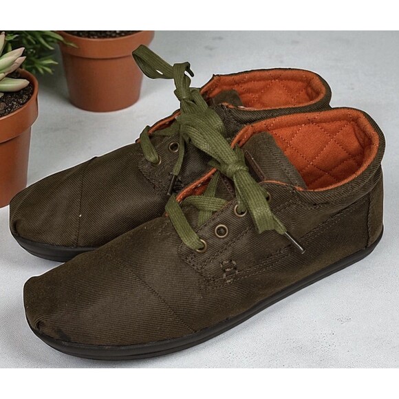 TOMS Chukkas Shoes Mens US 8.5 Brown Waxed Twill Highland Canvas Botas Moccasins - Picture 1 of 6